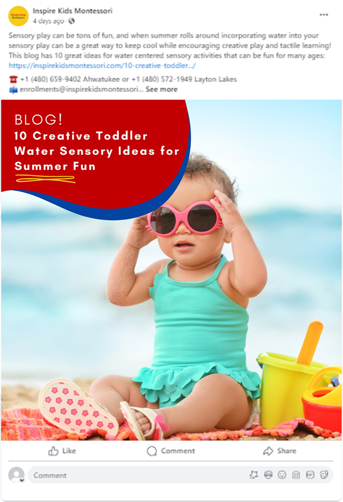 free social media posting for your business image with toddler at beach